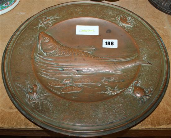 Japanese bronze carp plaque